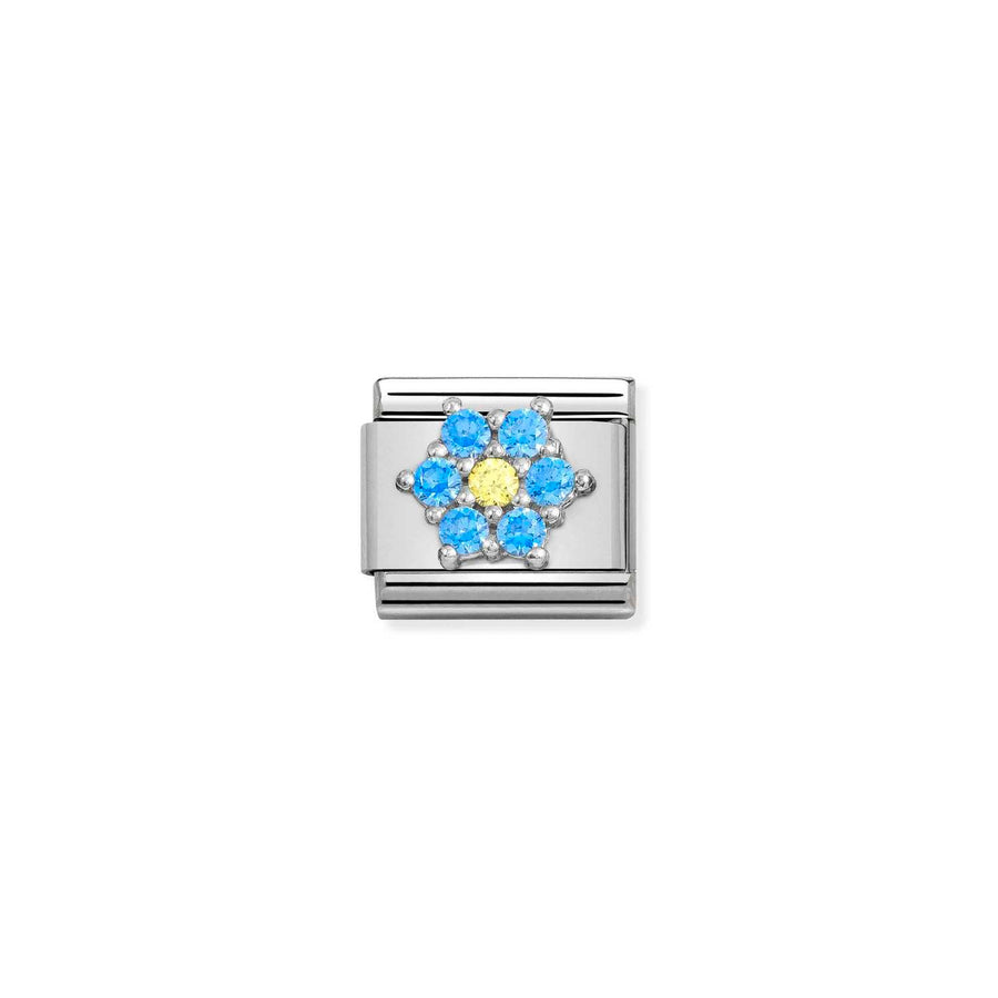 Charm Symbole Rich Light Bleu And Jaune Fleur - Argent Sterling