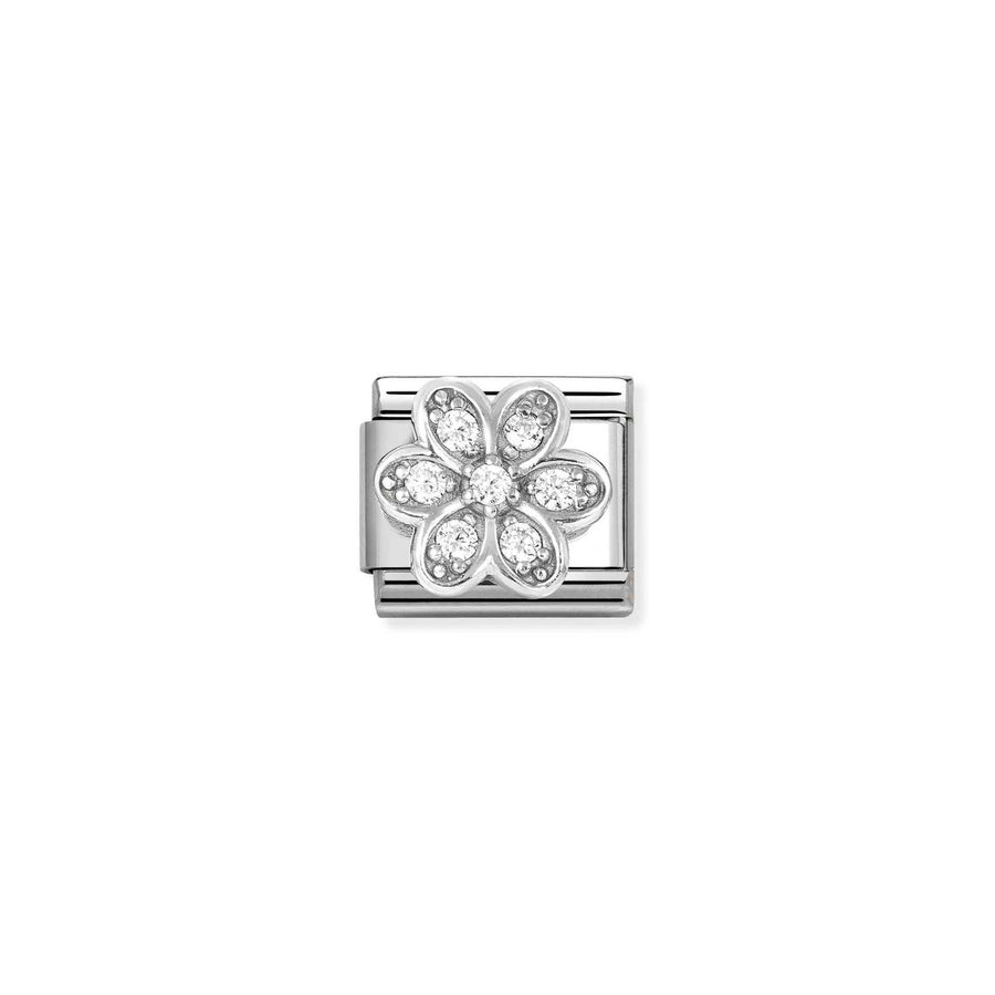 Charm Symbole Rich Blanc Daisy - Argent Sterling