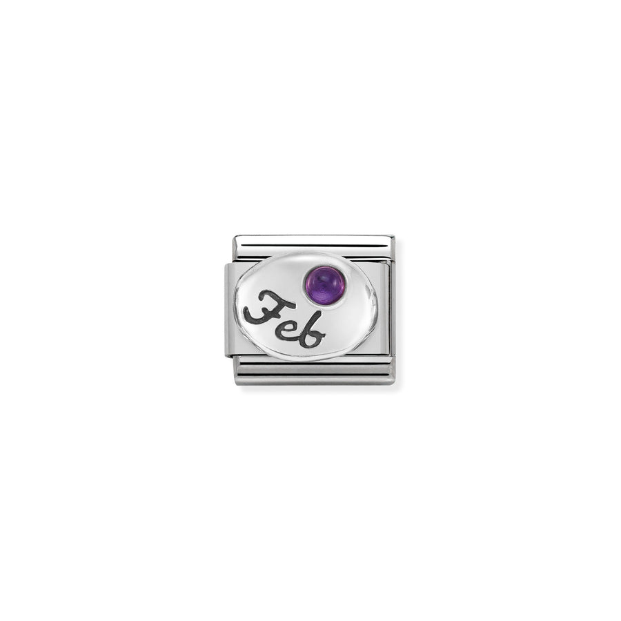 Charm Symbole Stones February Amethyst - Argent Sterling
