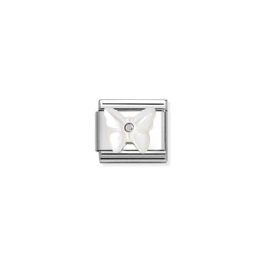Charm Symbole Papillon In Blanc Mother Of P - Argent Sterling