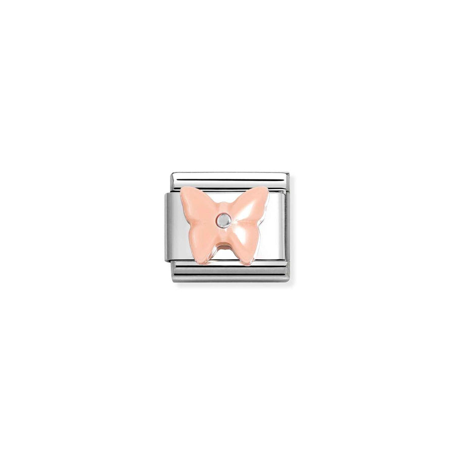 Charm Symbole Papillon In Rose Resin - Argent Sterling