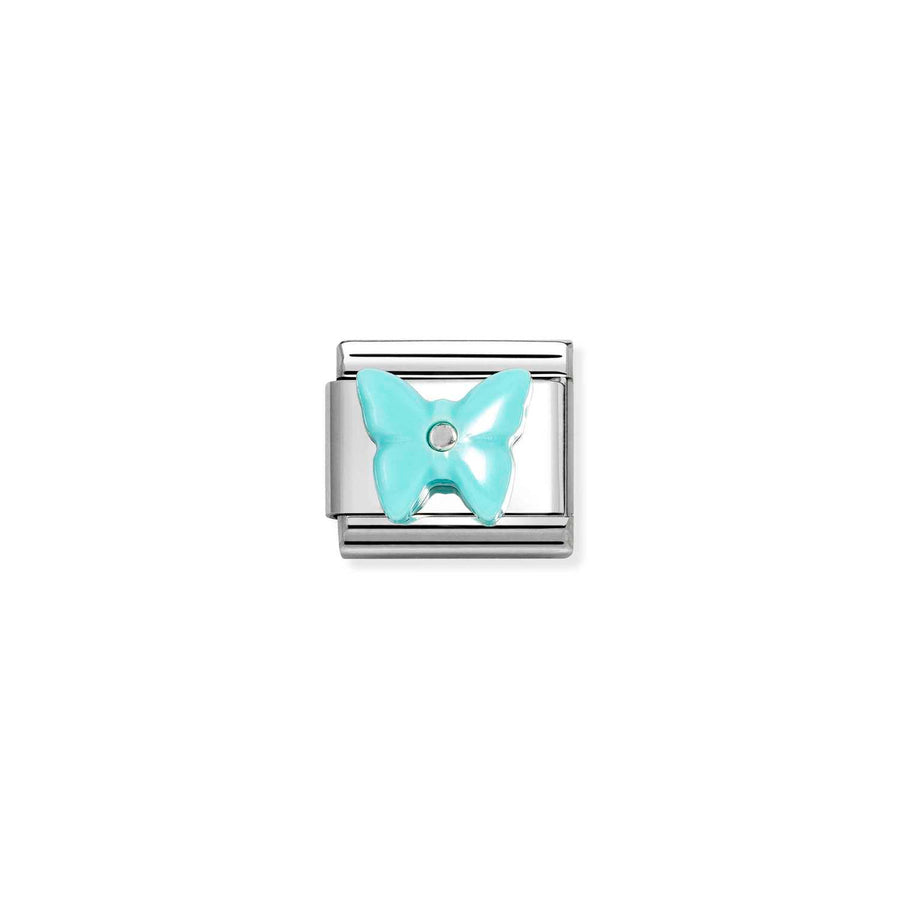 Charm Symbole Papillon In Turquoise Resin - Argent Sterling