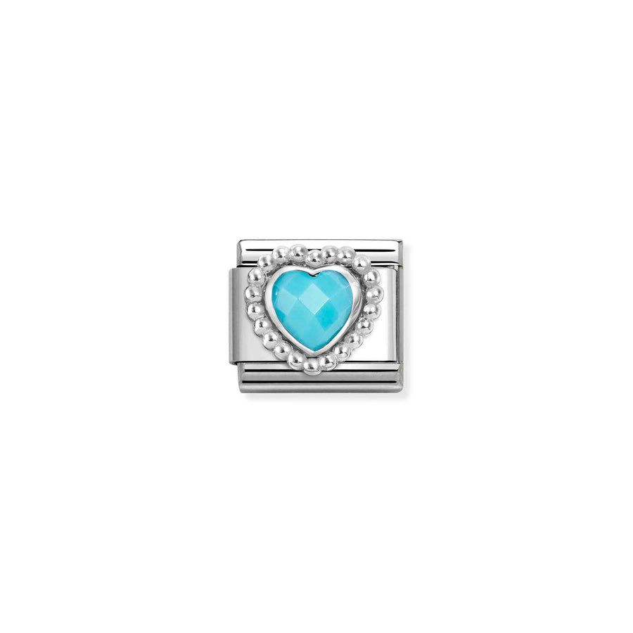Charm Cœur With Dots Rich Setting Turquoise - Argent Sterling