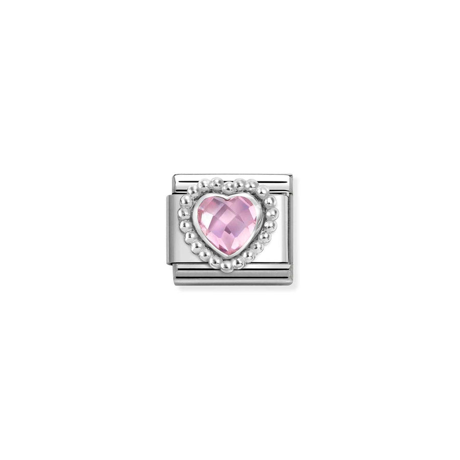 Charm Cœur With Dots Rich Setting Rose - Argent Sterling