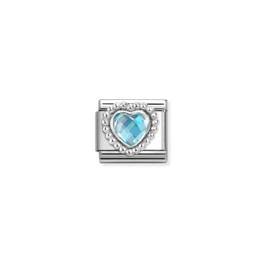 Charm Cœur With Dots Rich Setting Light Bleu - Argent Sterling
