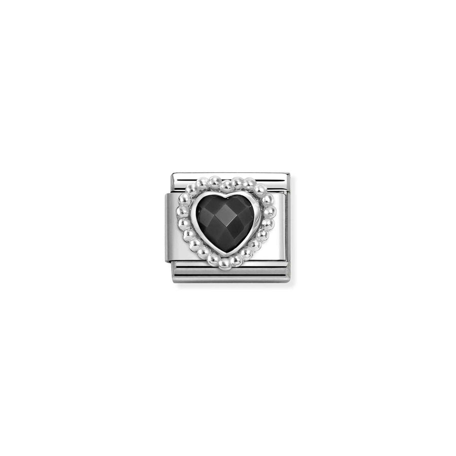 Charm Cœur With Dots Rich Setting Noir - Argent Sterling