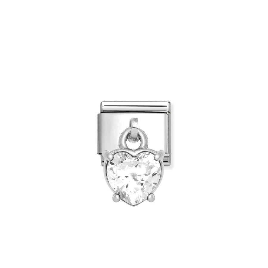 Charm Blanc Cœur - Argent Sterling
