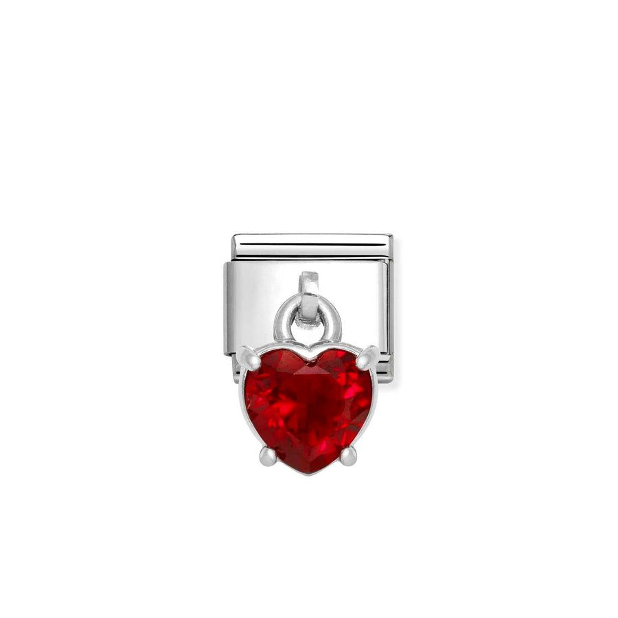 Charm Rouge Cœur - Argent Sterling