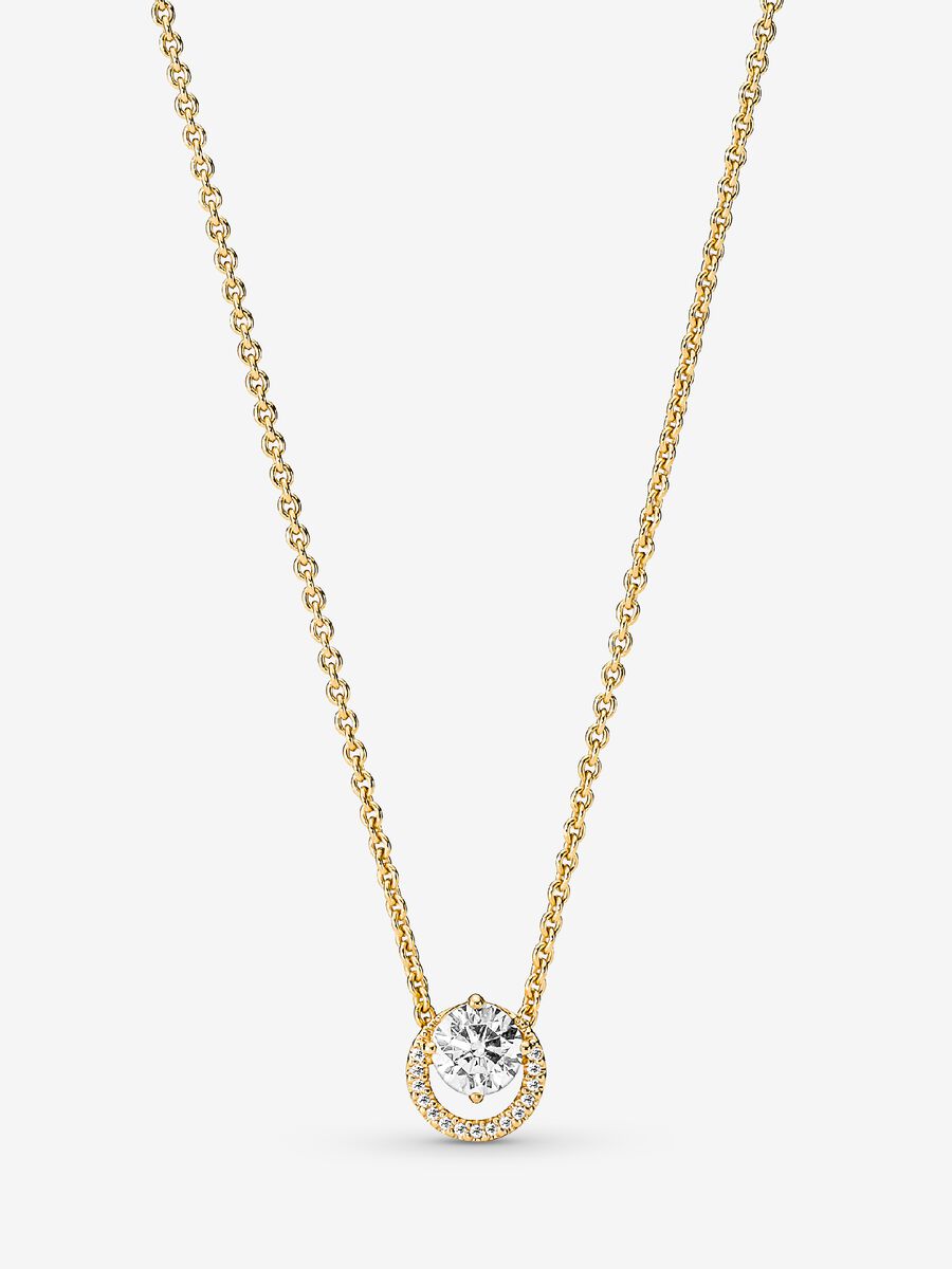 Collier à pendentif halo rond et scintillant