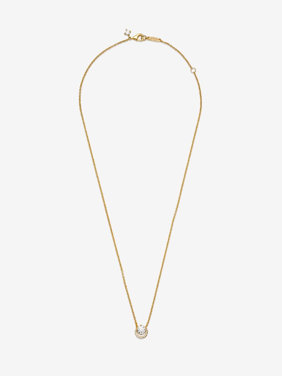 Collier à pendentif halo rond et scintillant
