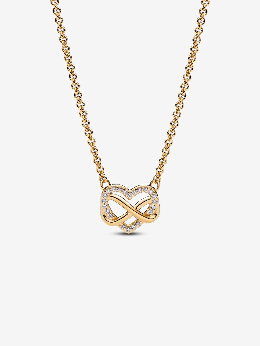 Collier scintillant avec cœur et symbole d’infini