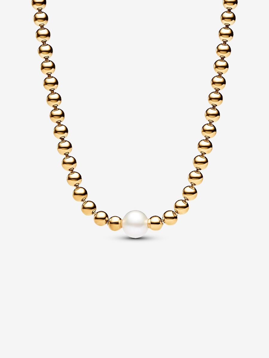 Collier avec billes et perle de culture d’eau douce traitée