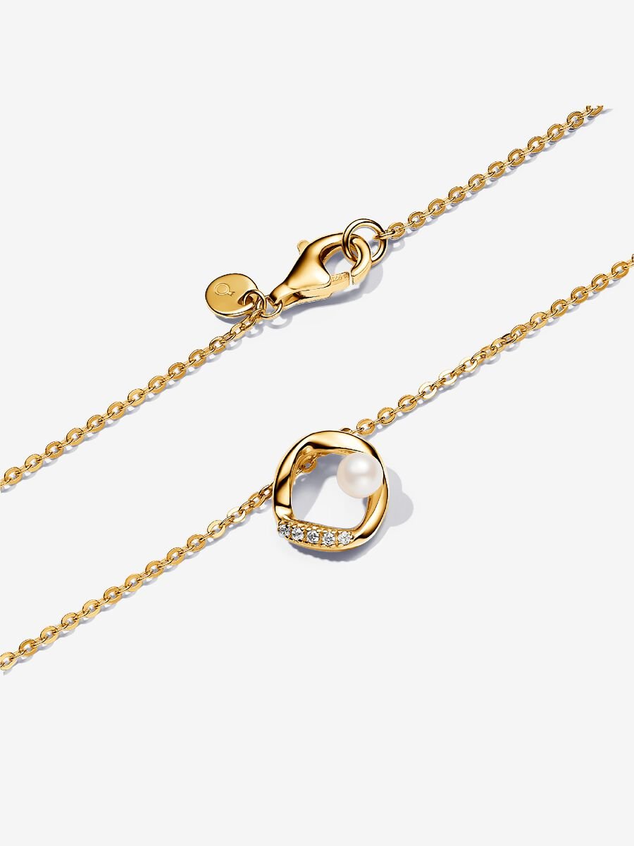 Collier Cercle en pavé de forme organique et perle de culture d’eau douce traitée