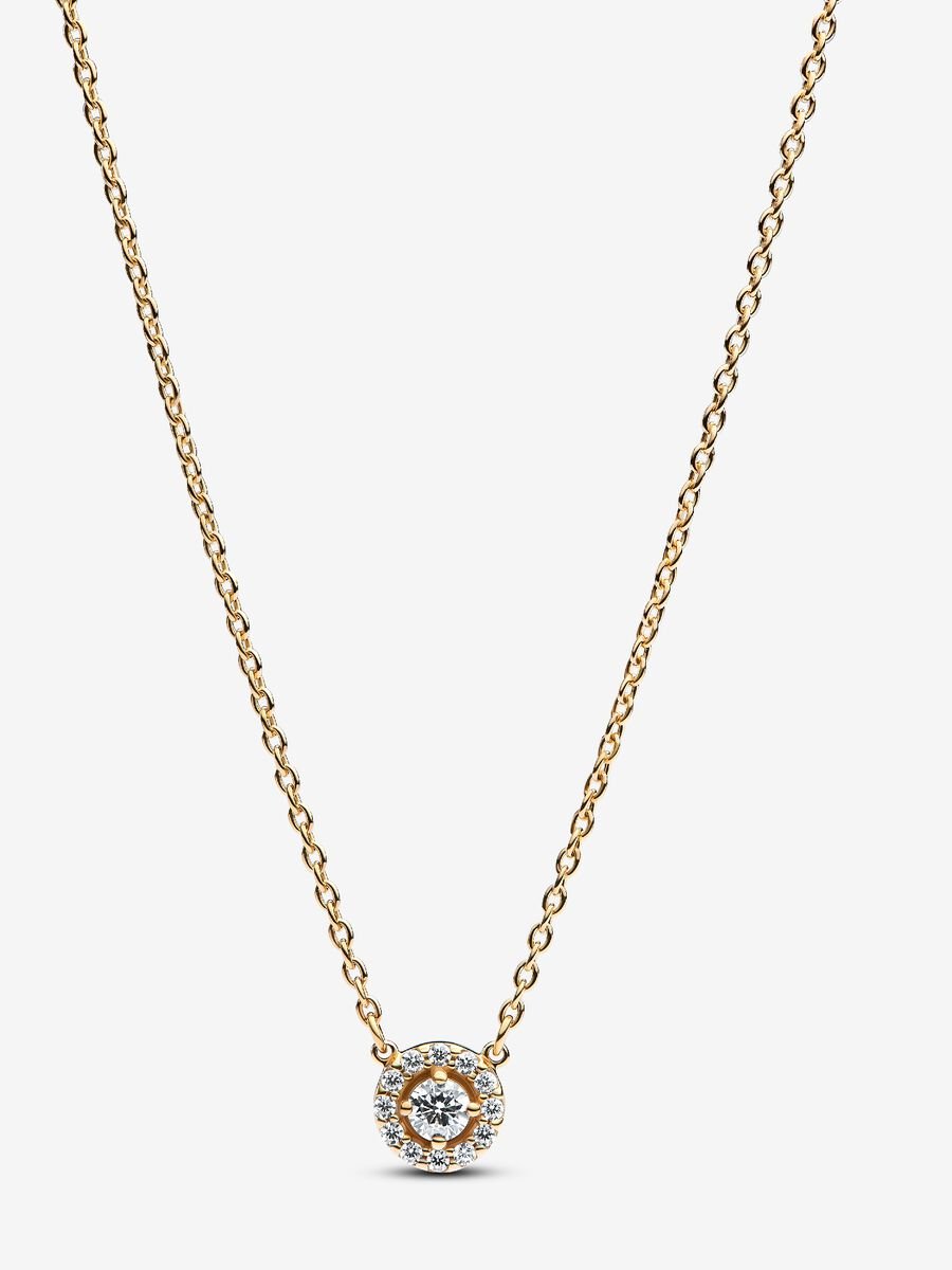 Collier à pendentif Halo pavé rond
