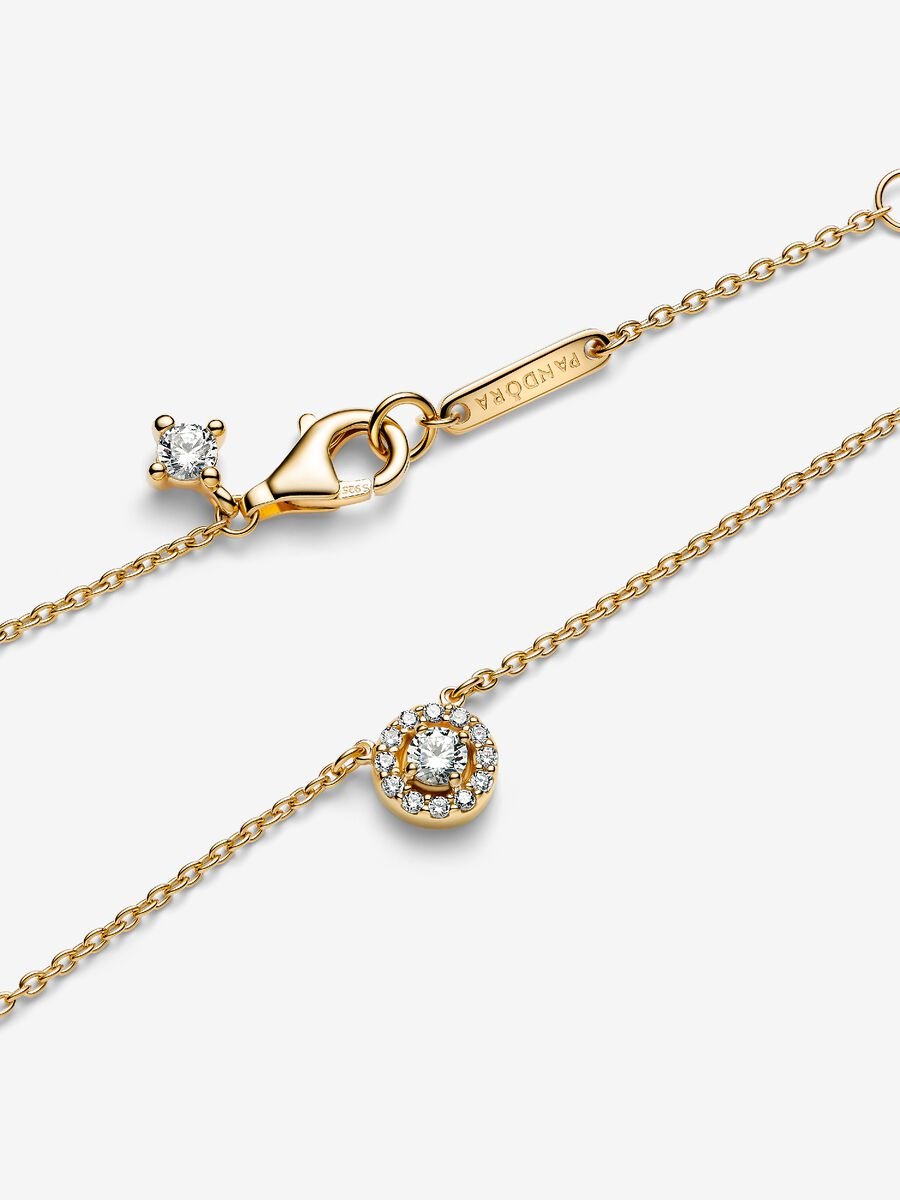 Collier à pendentif Halo pavé rond