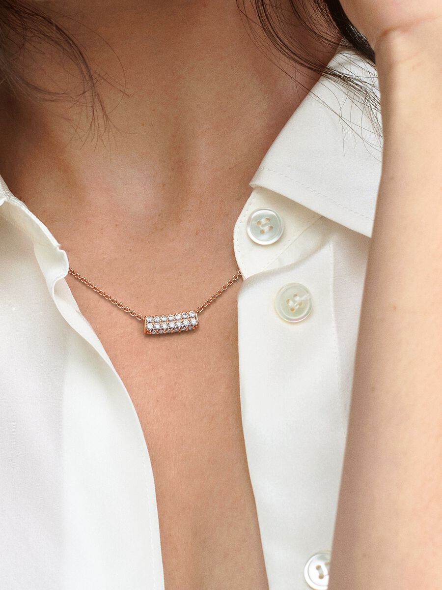 Collier Barre en pavé à deux rangs Pandora Timeless
