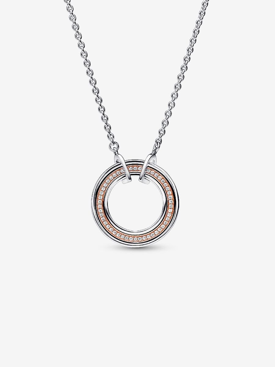 Collier deux-tons Logo et pavé Pandora Signature