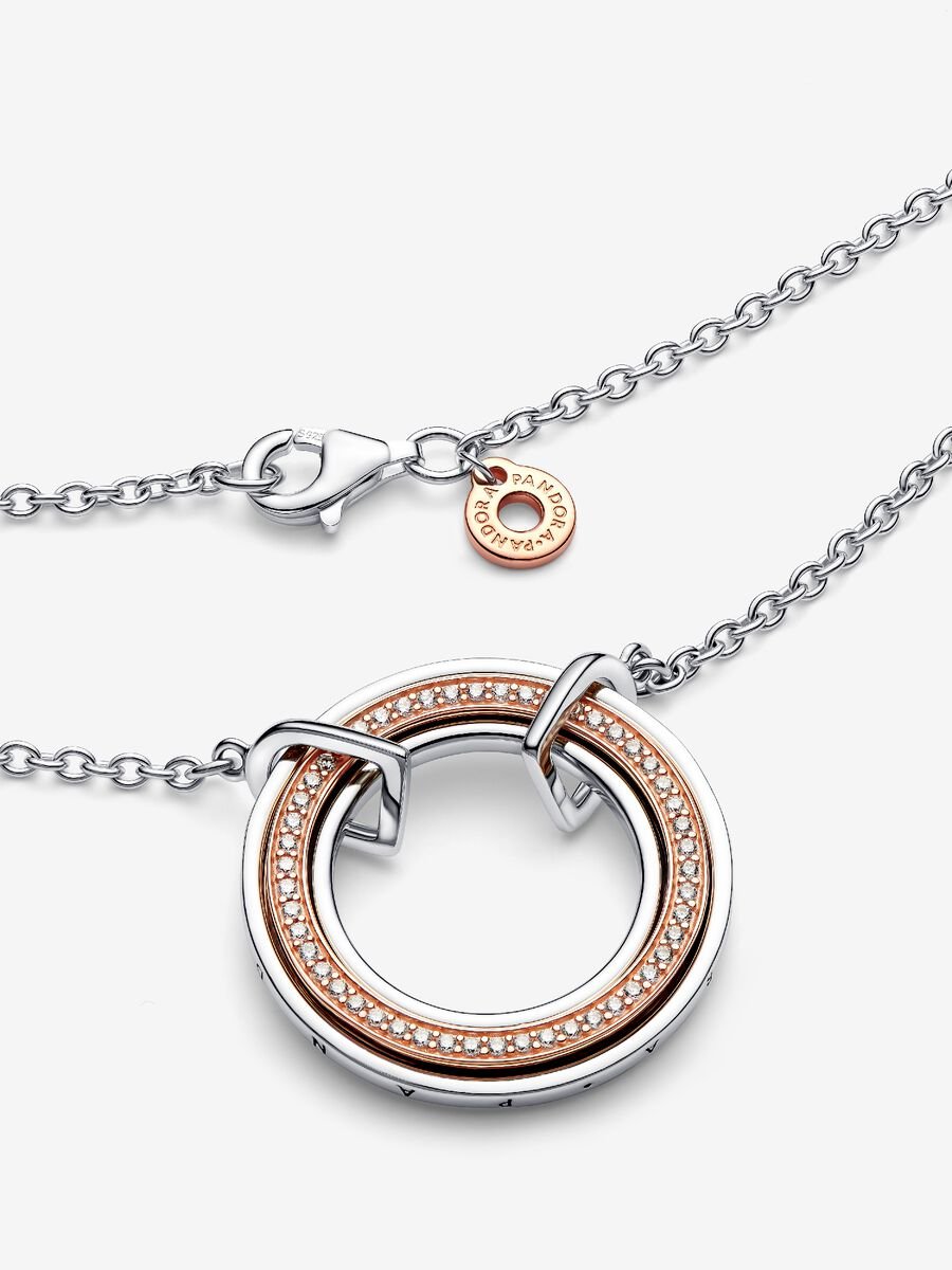 Collier deux-tons Logo et pavé Pandora Signature
