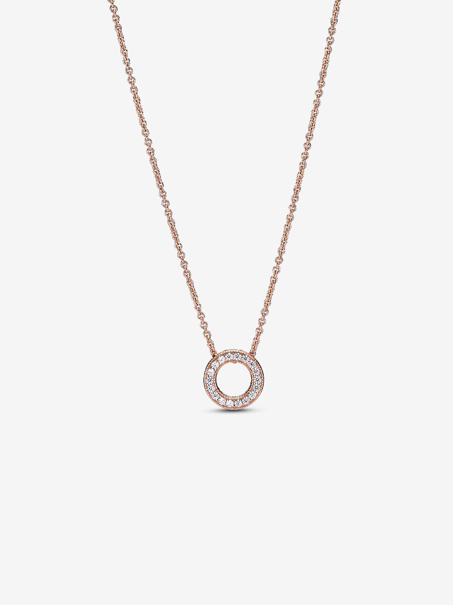 Collier Logo Pandora et cercle en pavé.