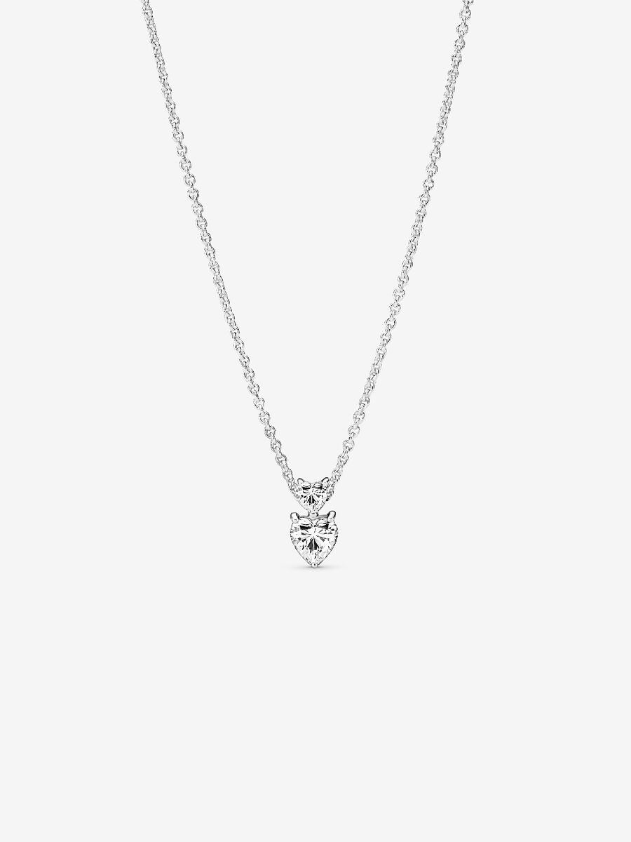 Collier à pendentif double cœur scintillant