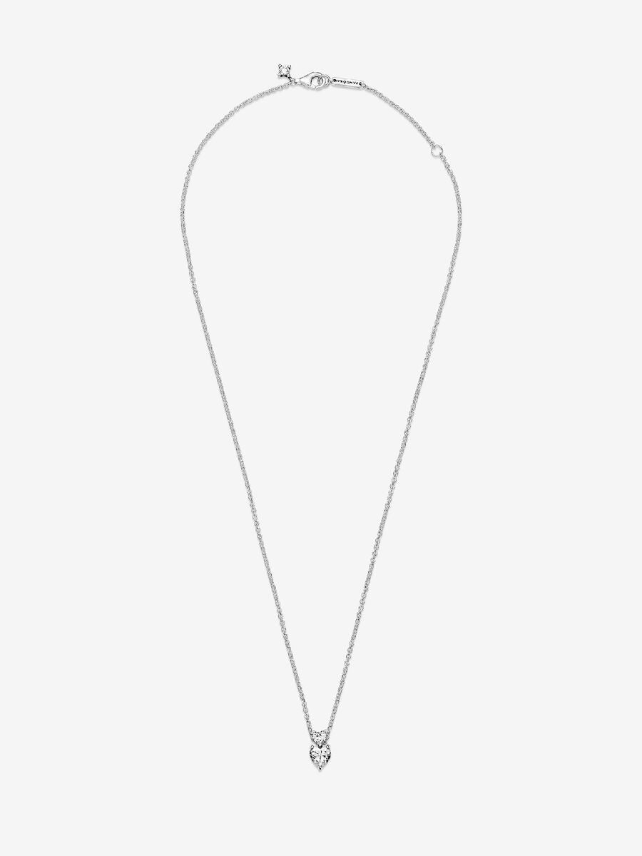 Collier à pendentif double cœur scintillant