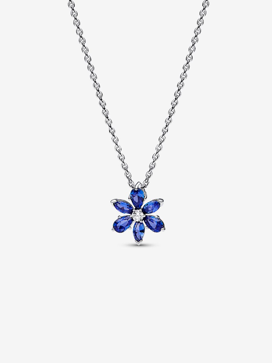 Collier à pendentif Herbier bleu scintillant