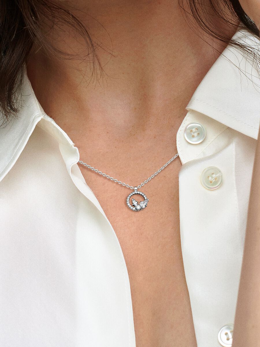 Collier à pendentif Herbiers et cercle scintillants