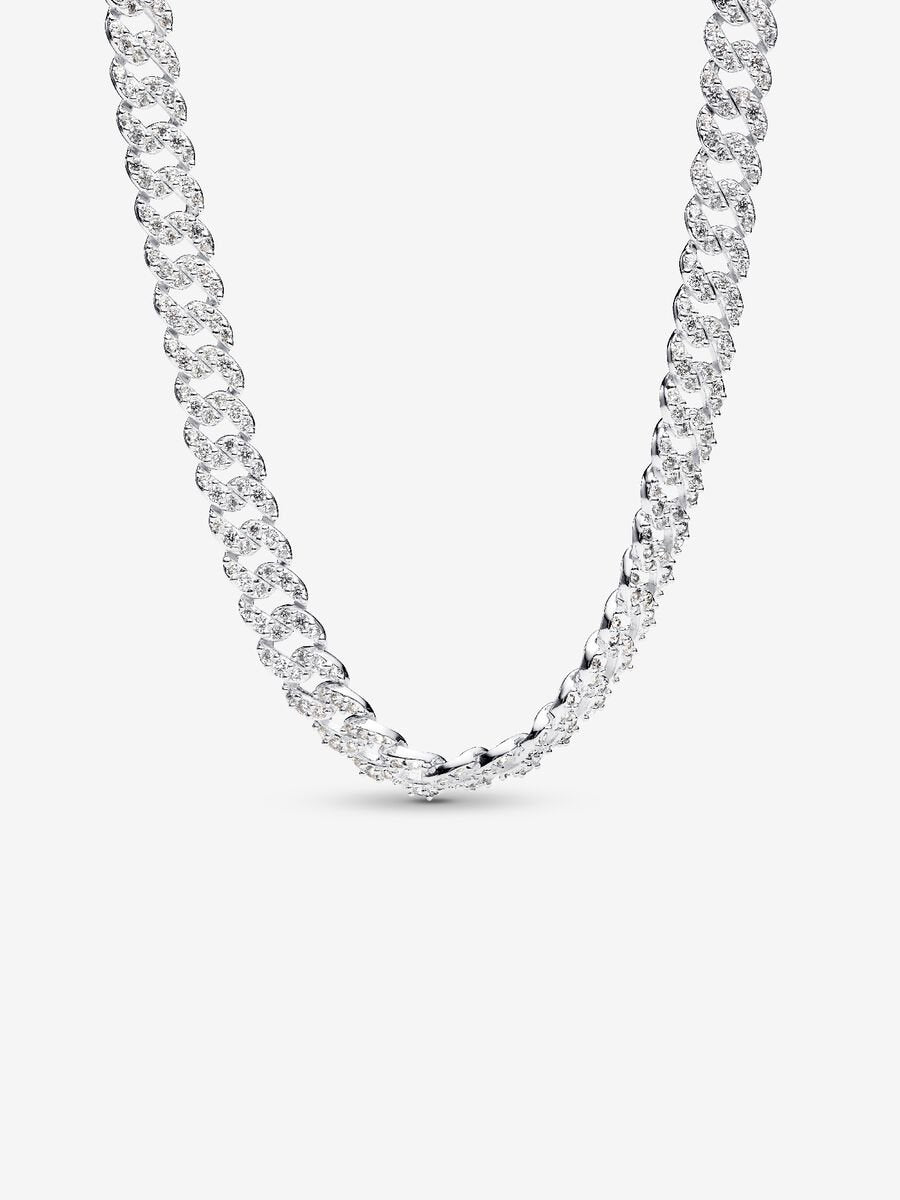 Collier à chaîne cubaine pavé
