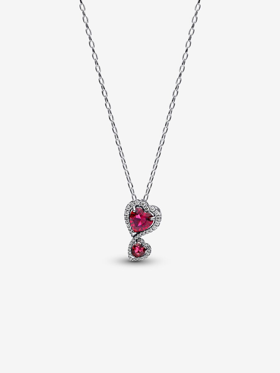 Collier pendentif Cœurs rouges et halo
