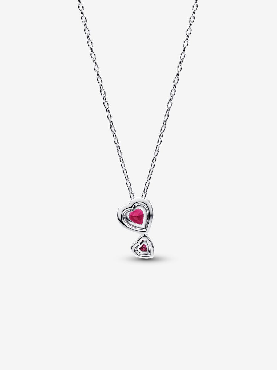 Collier pendentif Cœurs rouges et halo