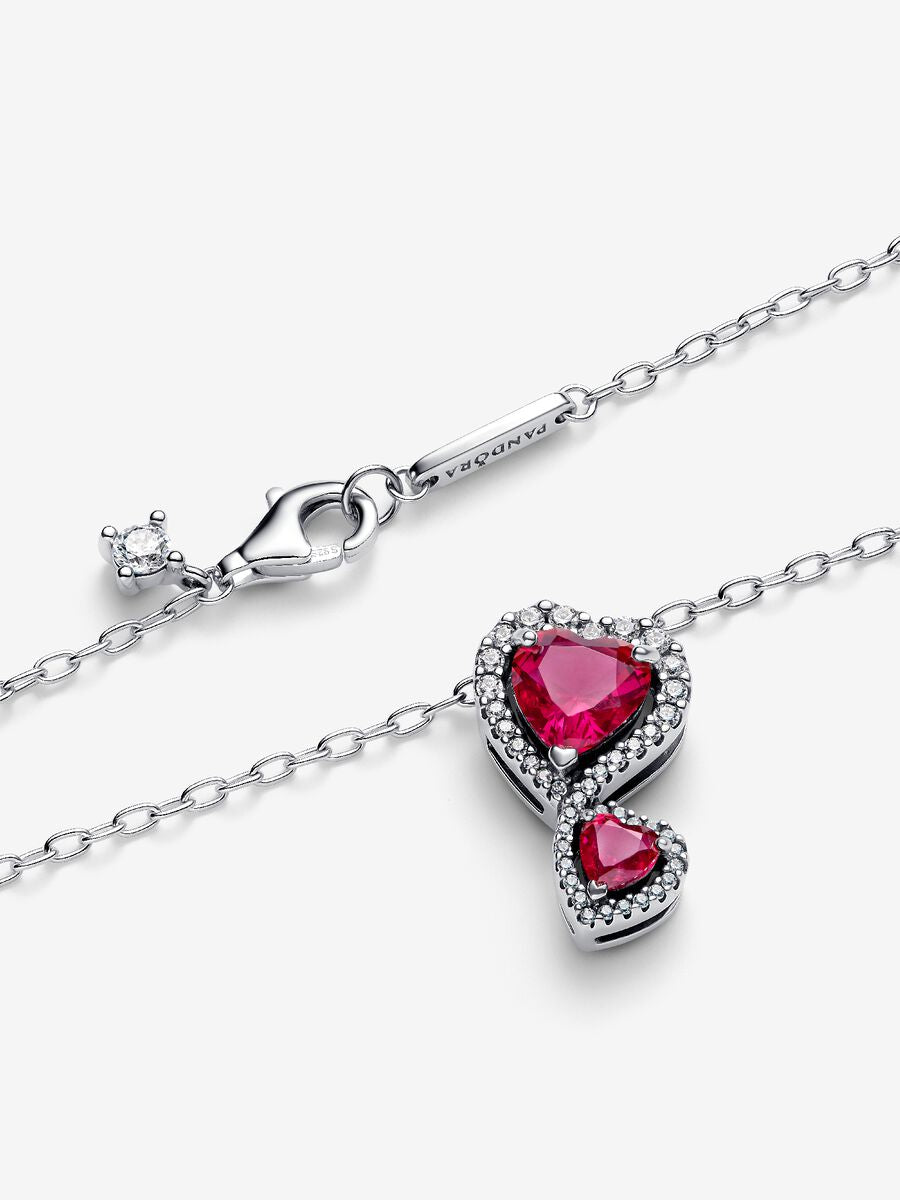 Collier pendentif Cœurs rouges et halo