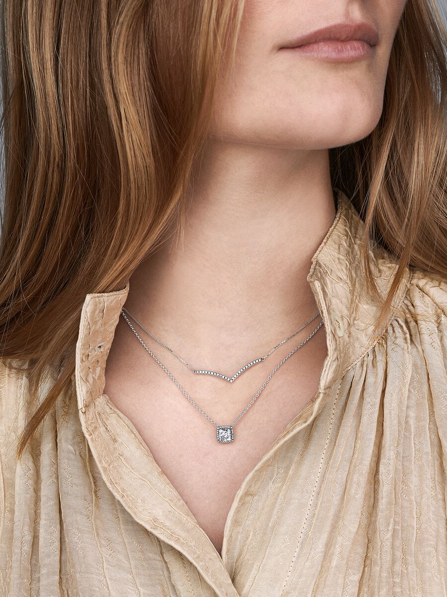 Collier Halo carré scintillant