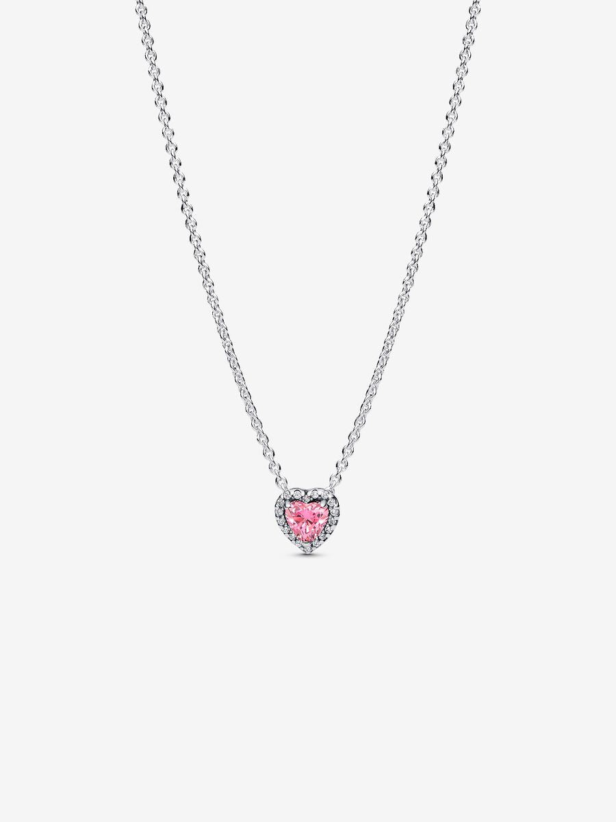 Collier Cœur rose surélevé