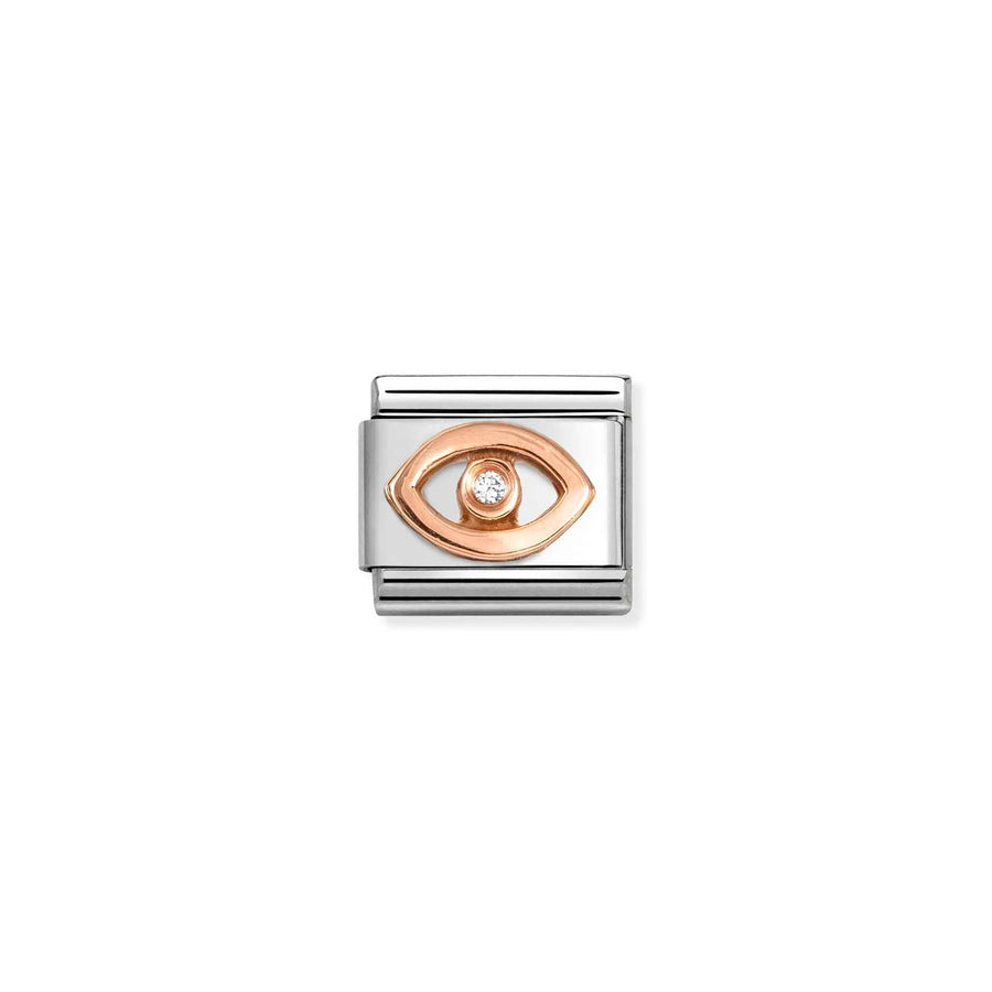 Charm Symbole Cz Blanc Eye - Or Rose 9K