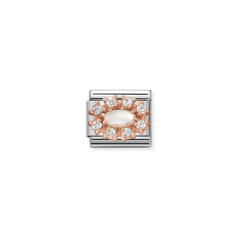 Charm Pierre (R) Blanc Mother Of Pearl - Or Rose 9K
