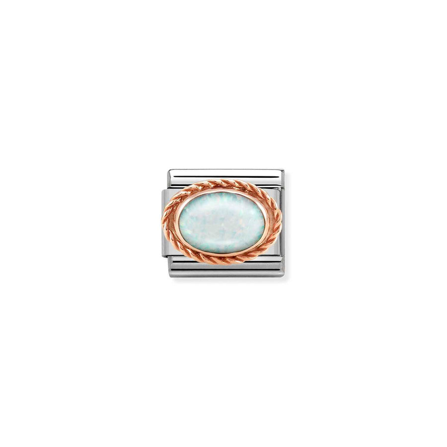 Charm Blanc Opal - Or Rose 9K