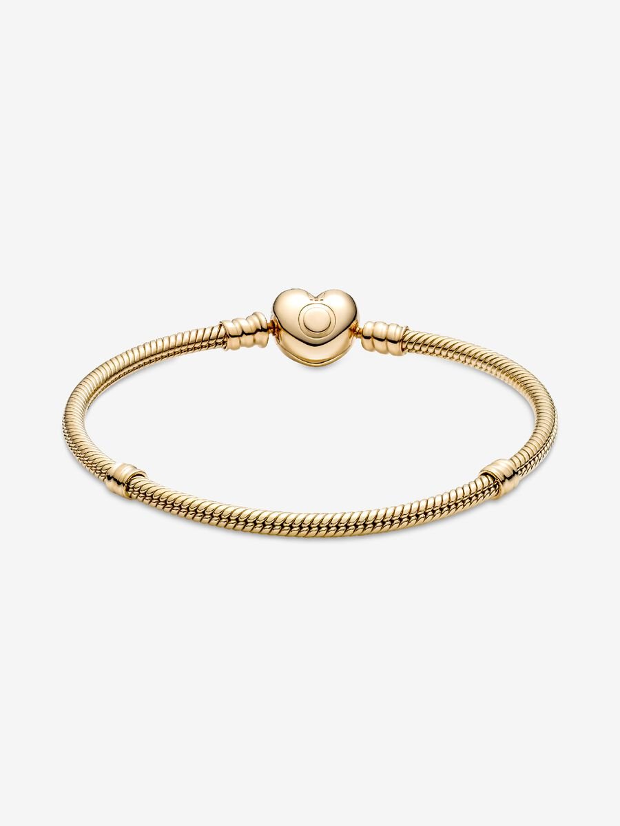 Bracelet à fermoir en cœur et à chaîne serpentine Pandora Moments