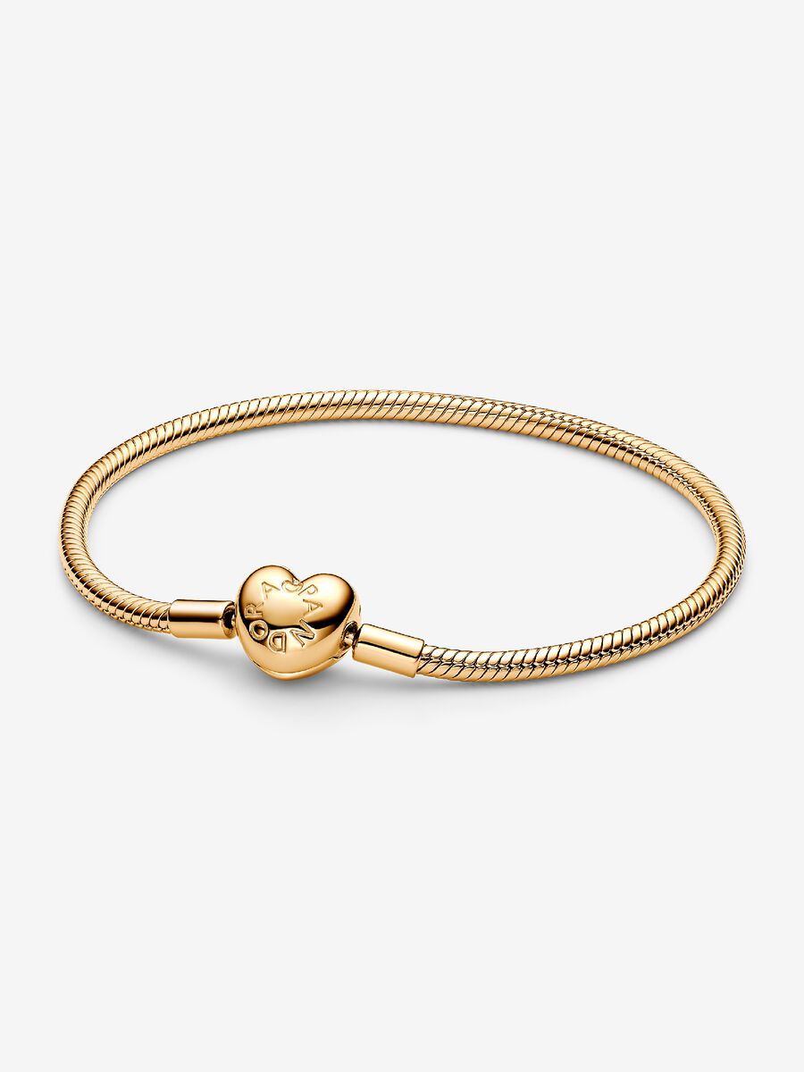 Bracelet à fermoir en cœur et à chaîne serpentine Pandora Moments
