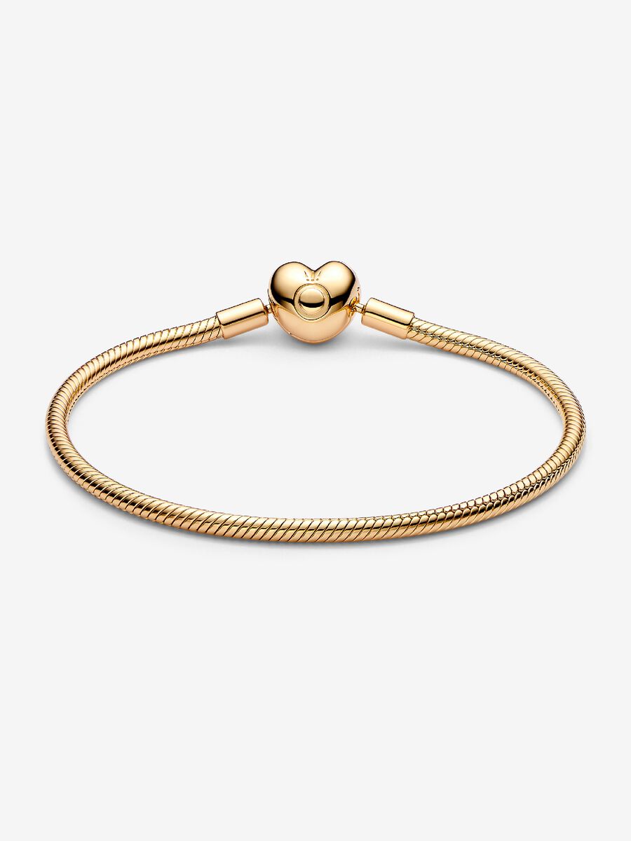 Bracelet à fermoir en cœur et à chaîne serpentine Pandora Moments