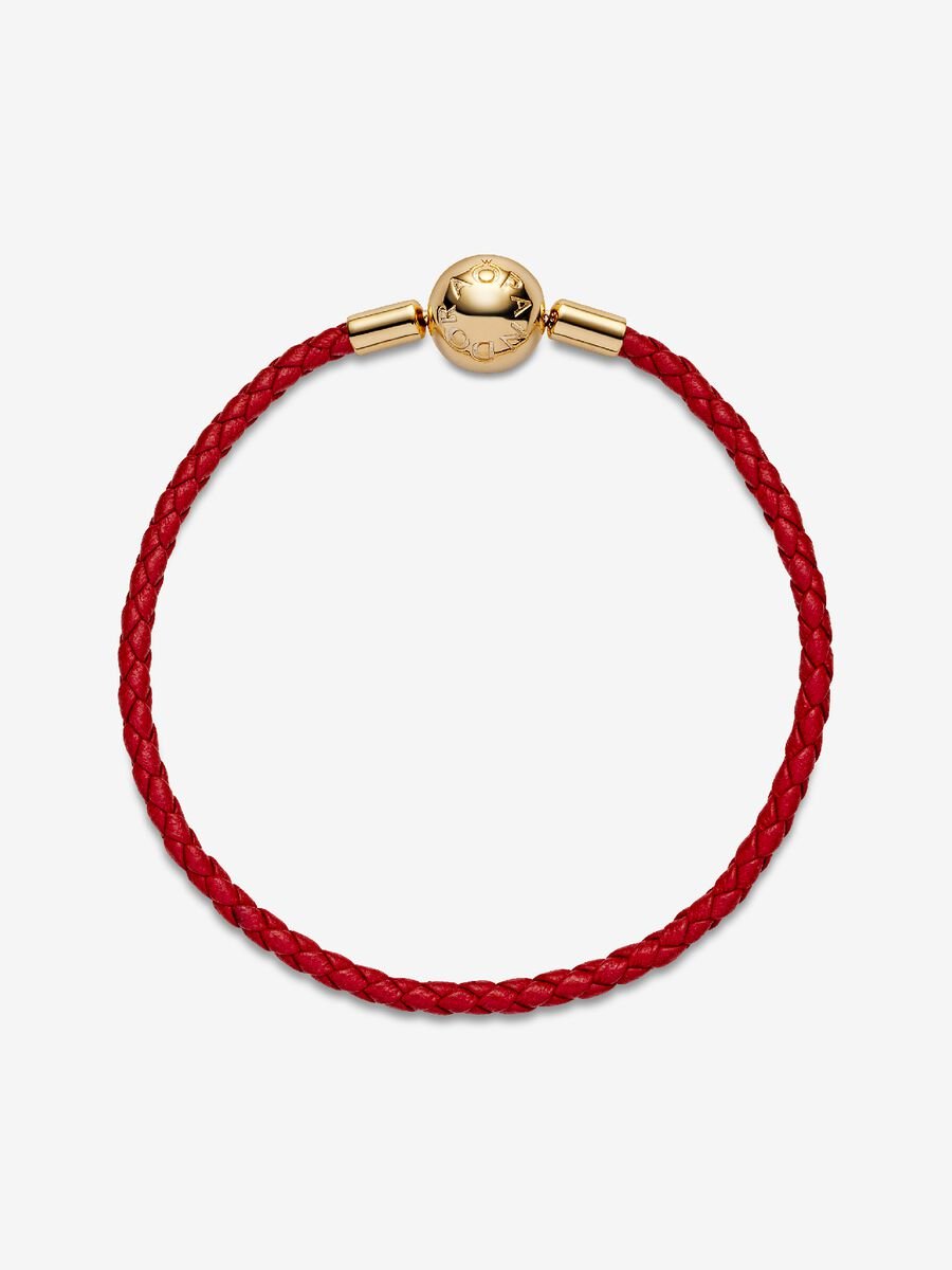 Bracelet en cuir tissé rouge Pandora Moments