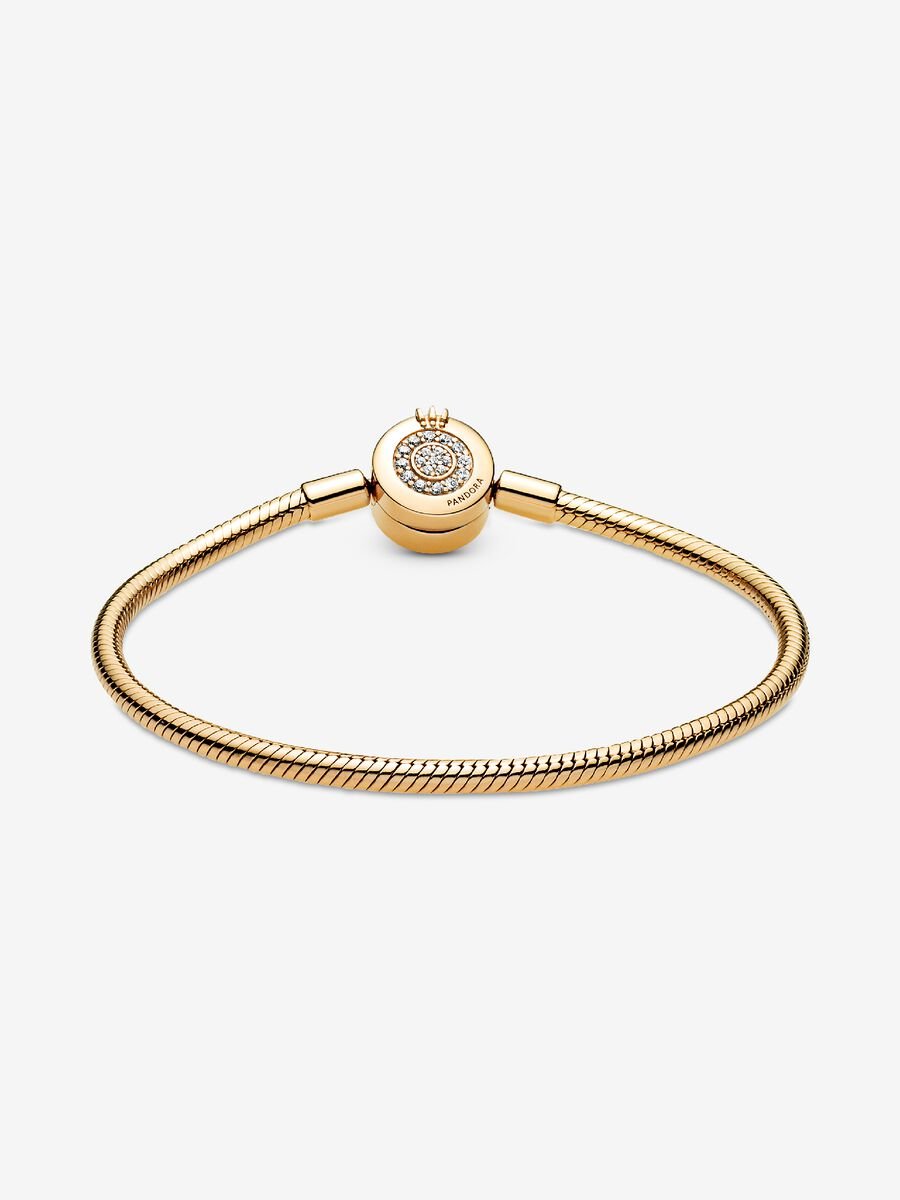 Bracelet à chaîne serpentine « O » couronné scintillant Pandora Moments