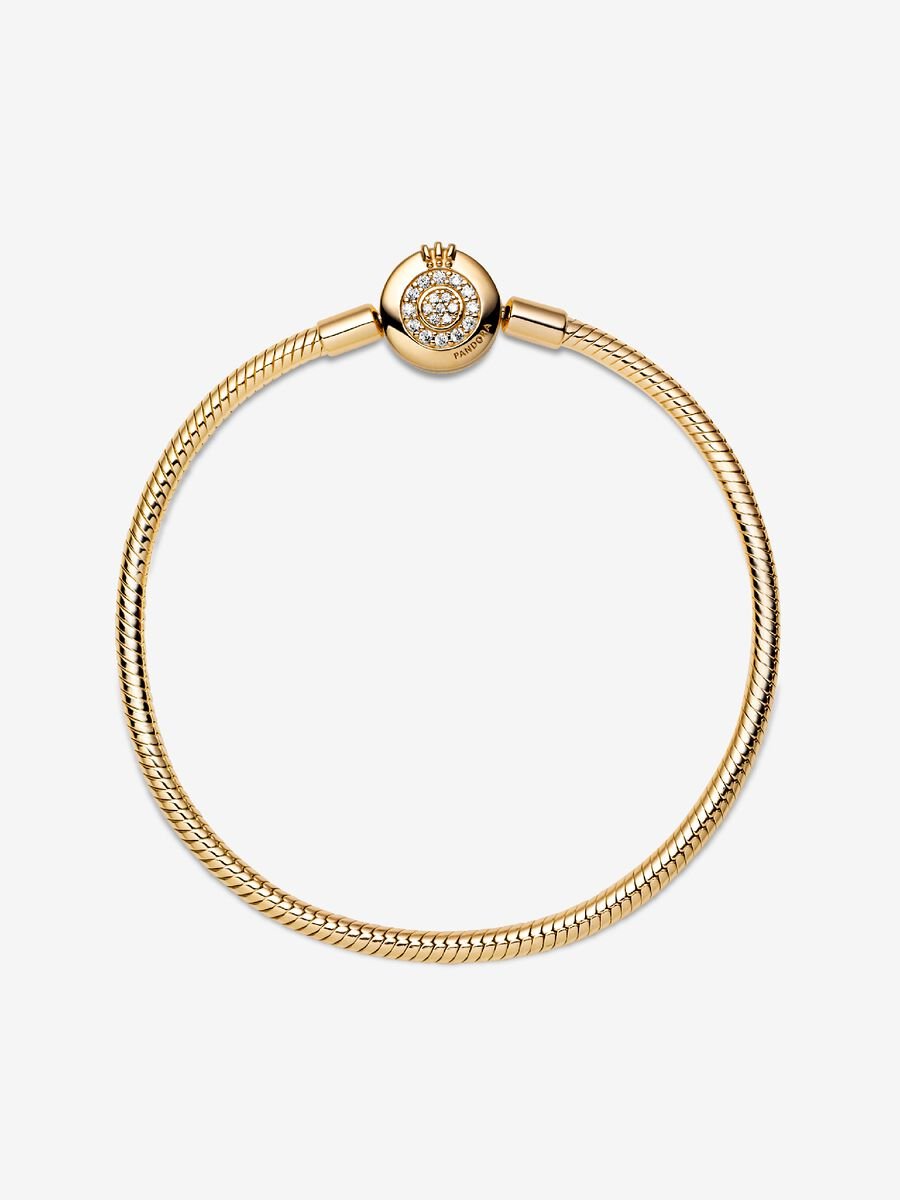 Bracelet à chaîne serpentine « O » couronné scintillant Pandora Moments