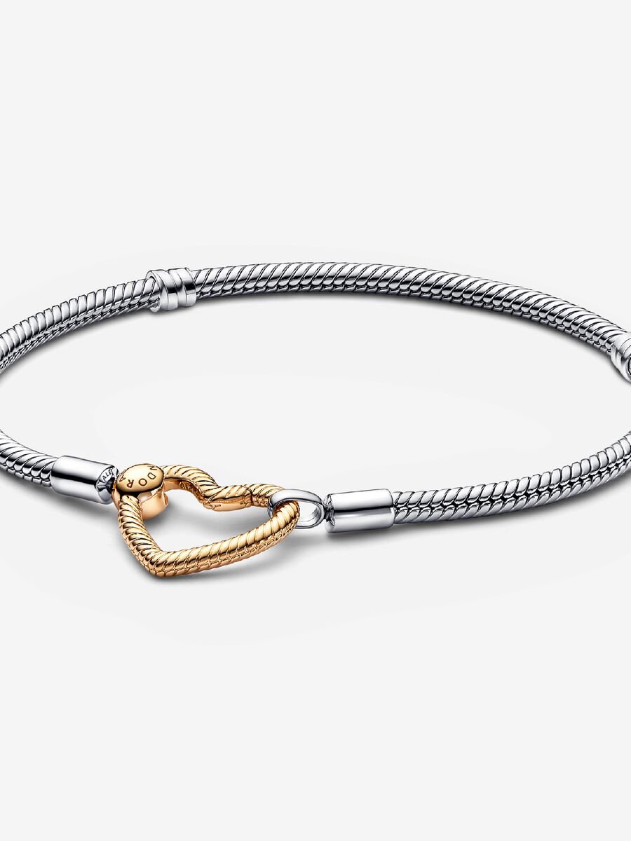 Bracelet à chaîne serpentine et fermoir en forme de cœur Pandora Moments