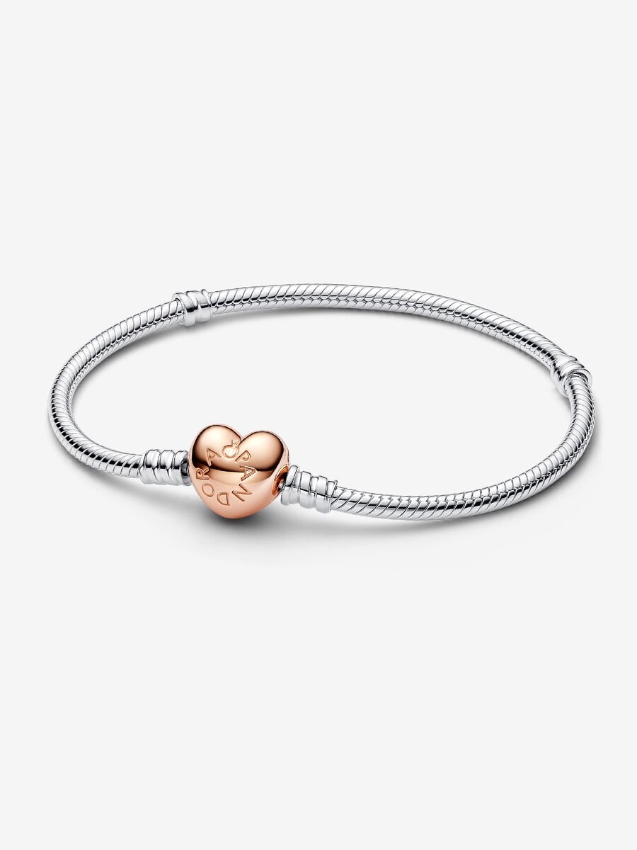 Bracelet à chaîne serpentine avec cœur Moments