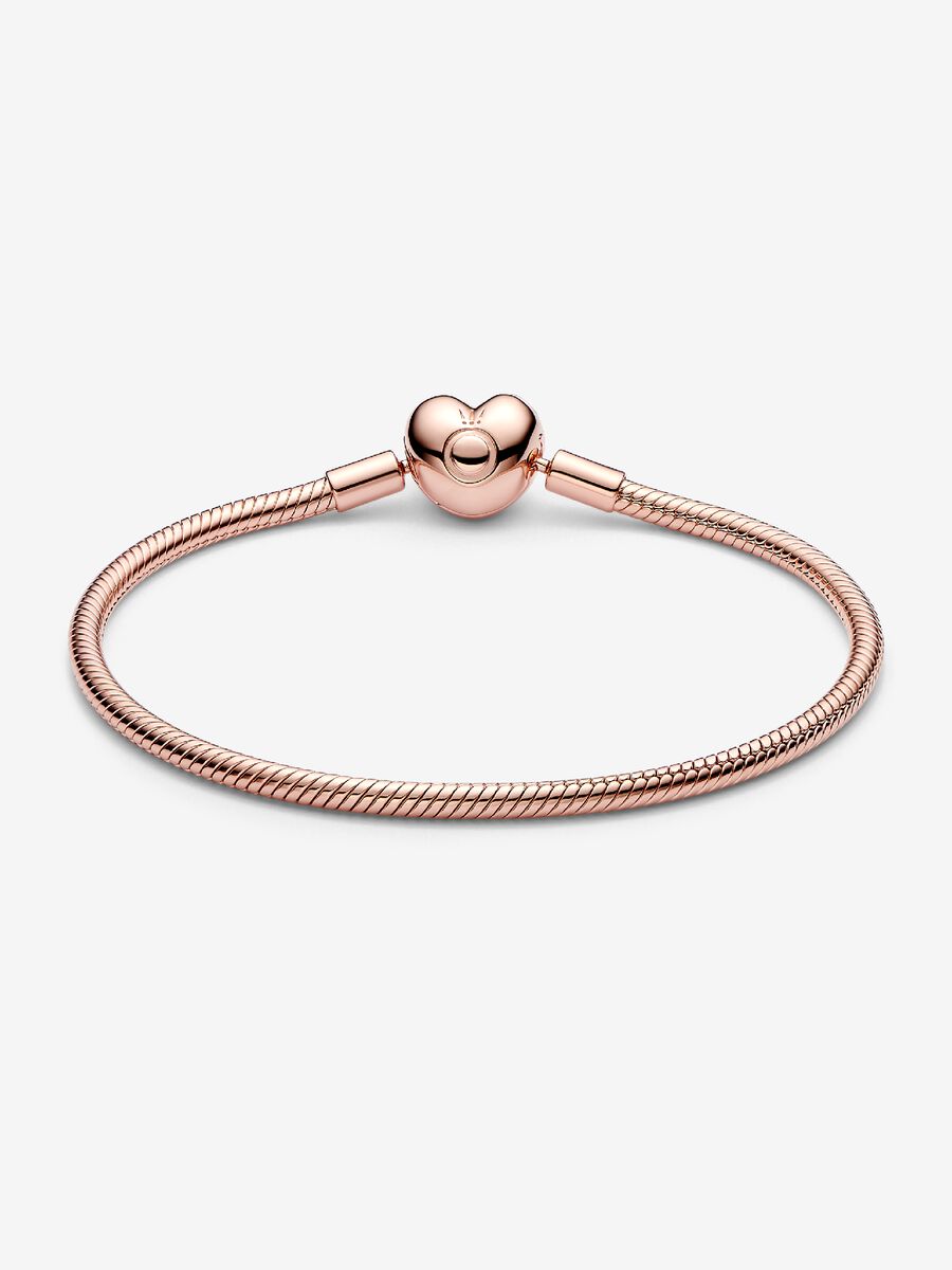 Bracelet à fermoir en cœur et à chaîne serpentine Pandora Moments