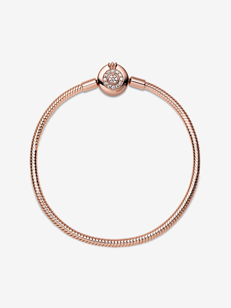 Bracelet à chaîne serpentine « O » couronné scintillant Pandora Moments