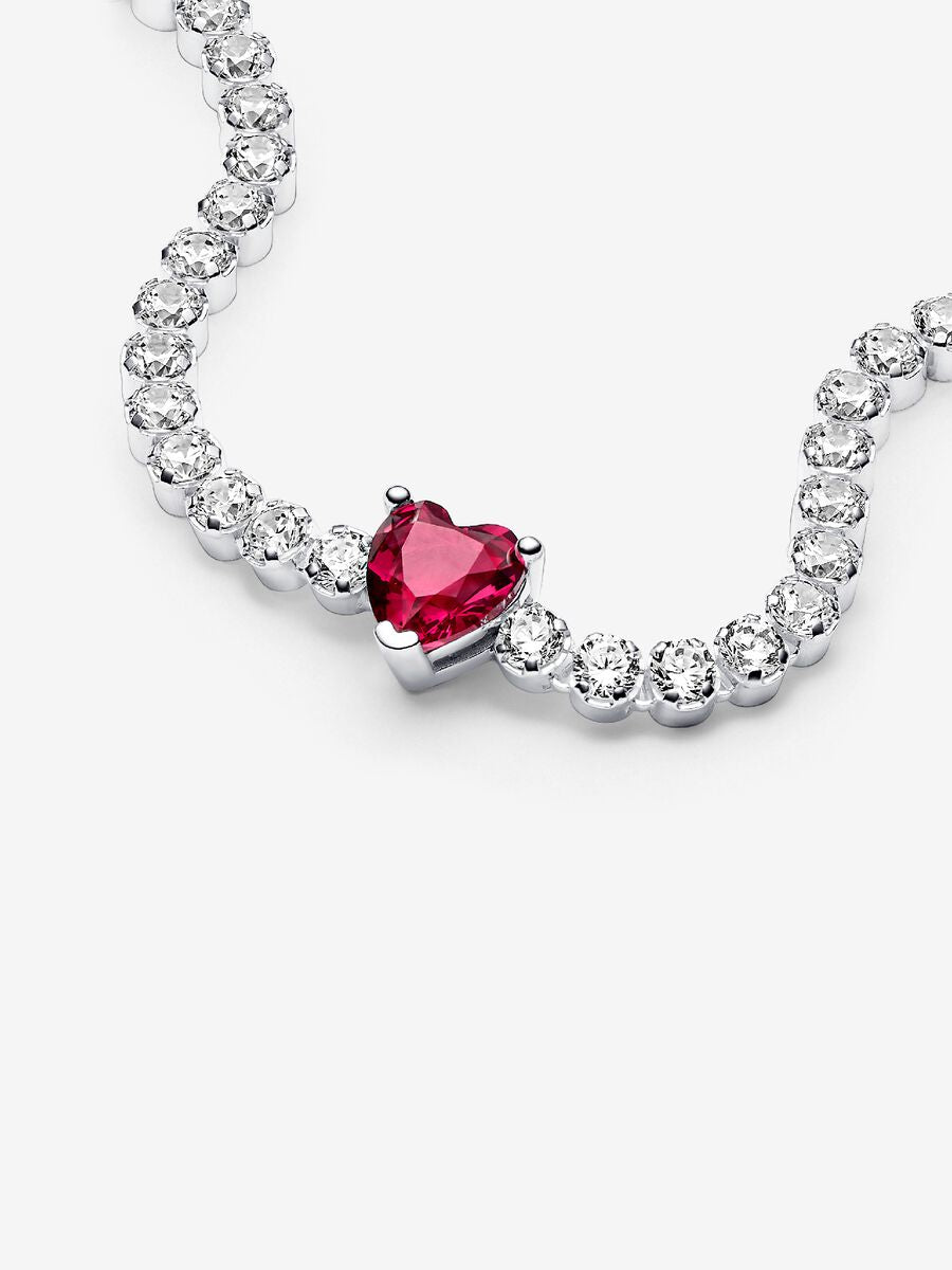 Bracelet tennis Cœur scintillant rouge