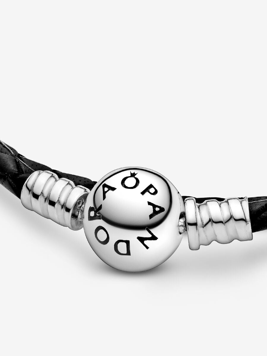 Bracelet double en cuir noir Pandora Moments