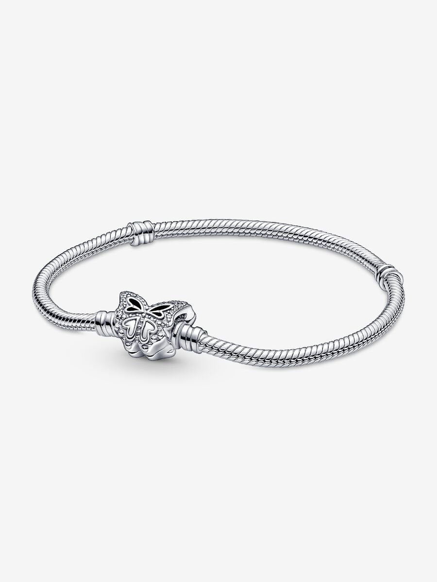 Bracelet à fermoir en papillon et à chaîne serpentine Pandora Moments