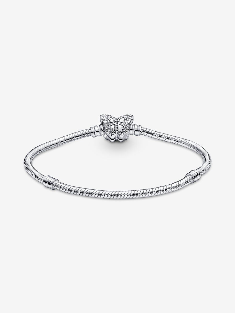 Bracelet à fermoir en papillon et à chaîne serpentine Pandora Moments